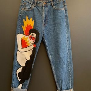 Zara Ricardo Cavolo Painted Lady Mom Jeans
